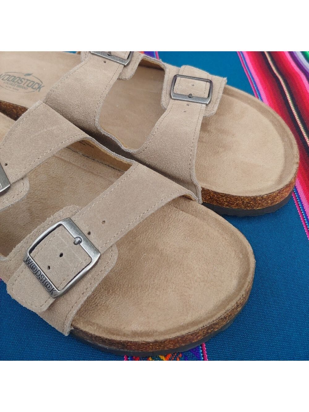 Woodstock Men's Vintage Brand NY Leather Cork Strap Sandals Tan size 11 NWOT - Picture 9 of 16